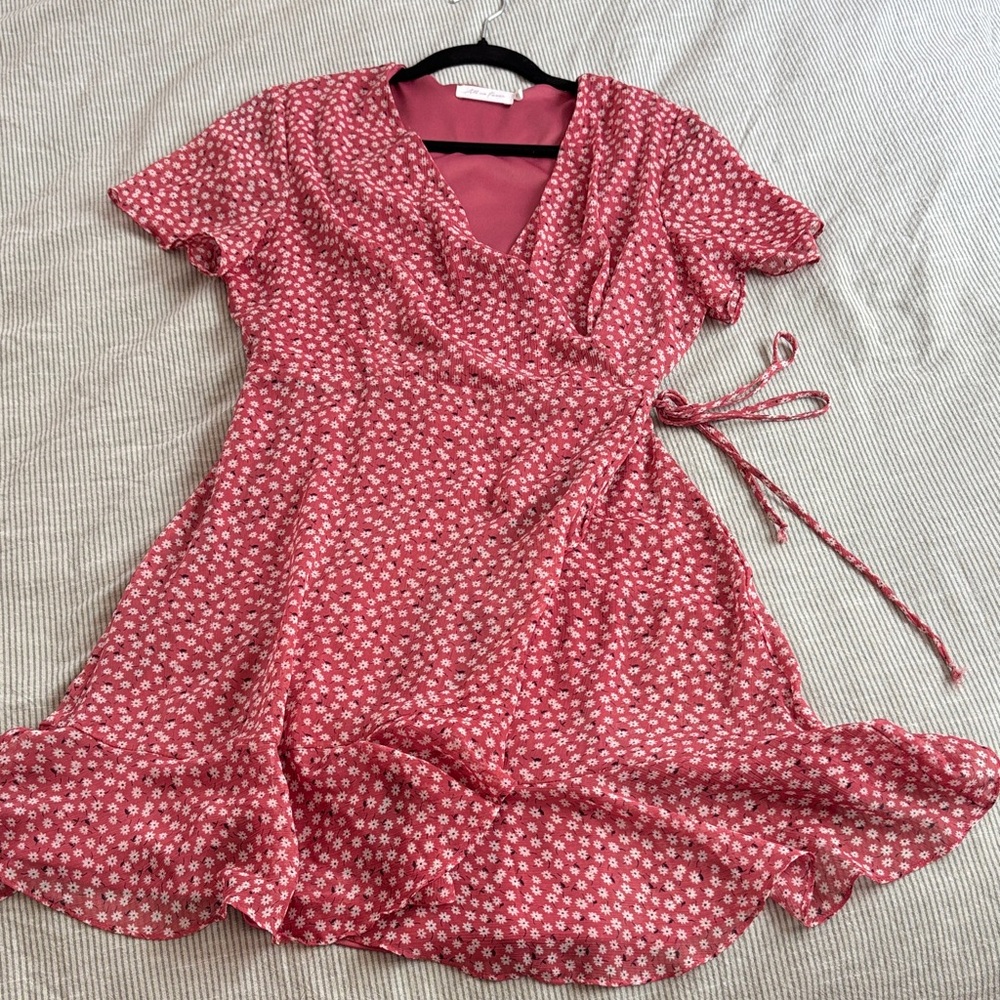 Floral Wrap Dress in Pink
